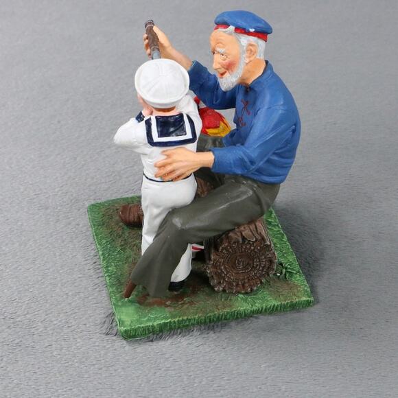 Norman Rockwell “Ship Ahoy” Figurine Danbury Mint 1992 Sailor Boy Grandpa Parrot - Picture 3 of 9